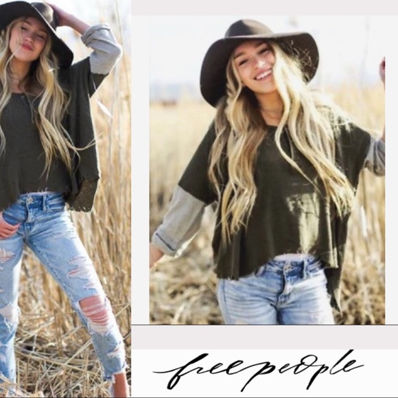Free People Tops - HP NWT Super Cute Free People Army Henley top